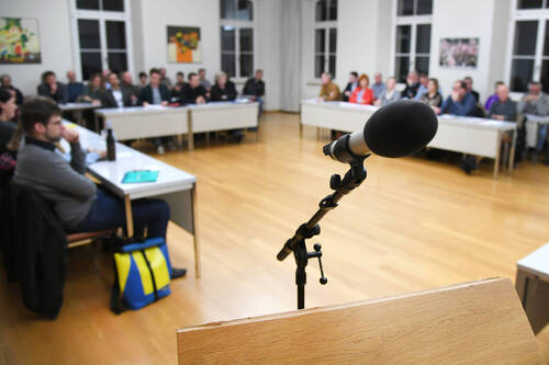 Delémont le 16 janvier 2023. Séance constitutive du Conseil de ville de Delémont pour la législature 2023-2027 .    .photo Stéphane Gerber