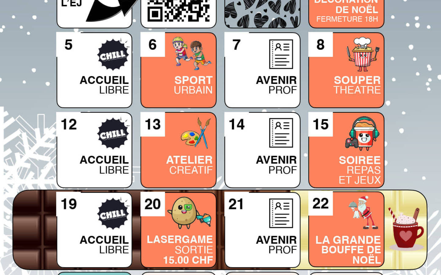 Le programme de décembre à l'Espace-Jeunes