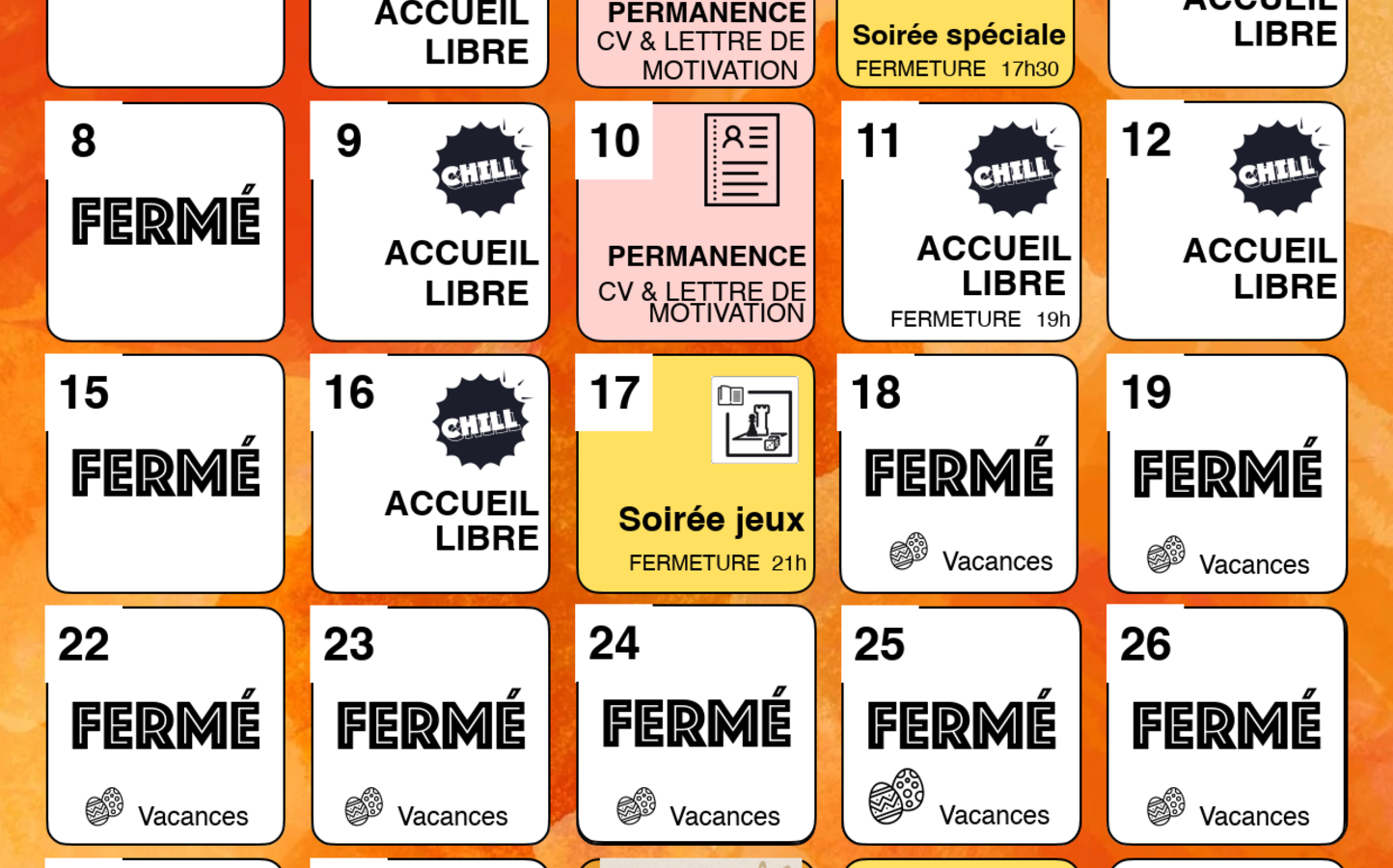 En avril à l'Espace-Jeunes