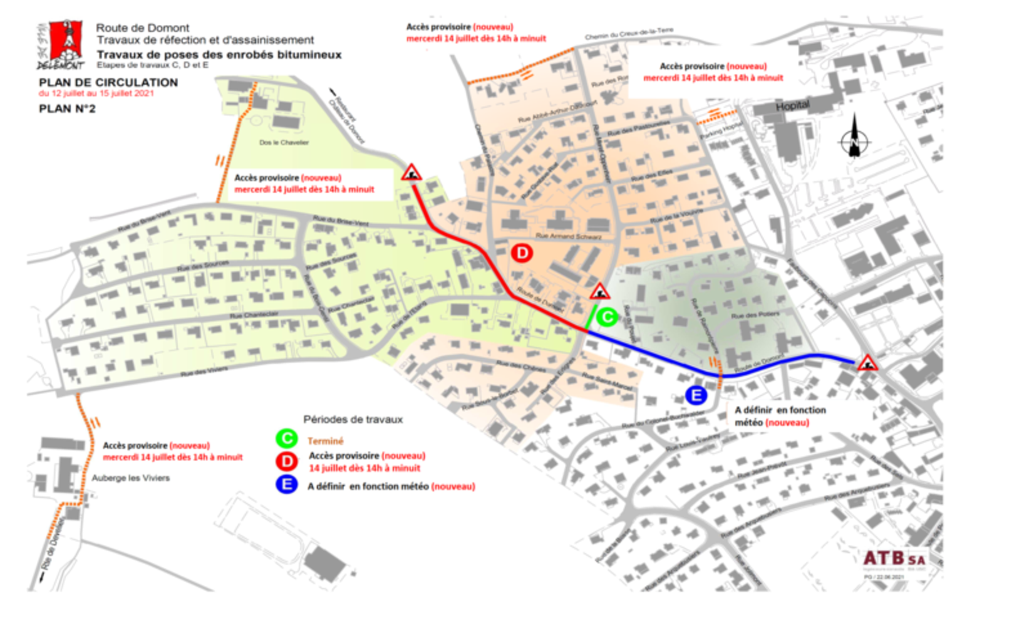Route fermée - Pose de revêtement bitumineux au secteur nord de la route de Domont