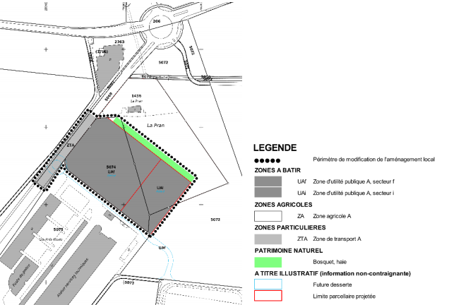 Plan de modification de la zone aux Prés-Roses