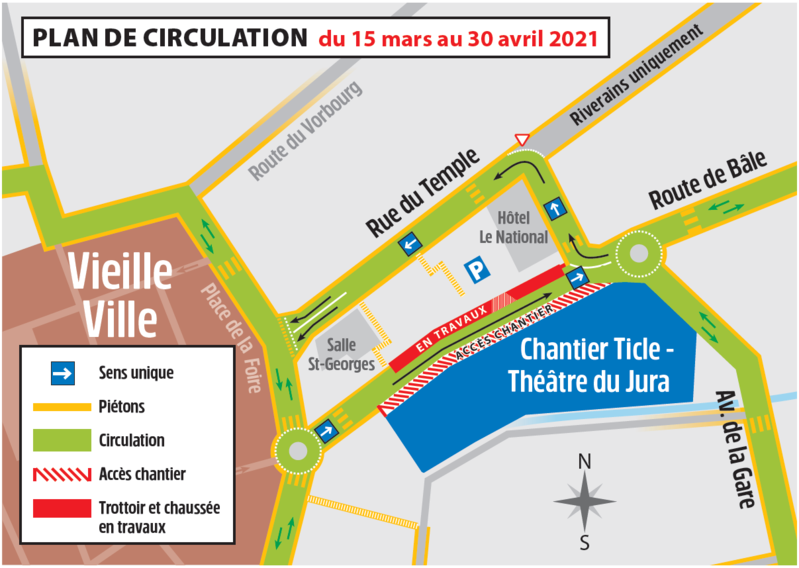 Plan de modification du cheminement piétons à la Route de Bâle