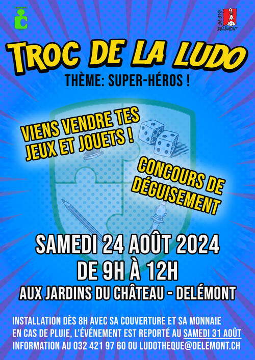 Le Troc de la Ludothèque s’installera le samedi 24 août aux Jardins du Château
