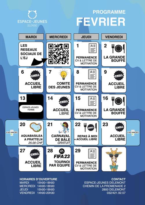 Programme février Espace-Jeunes Delémont