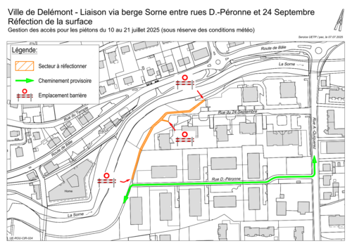 Travaux chemin piéton Sorne