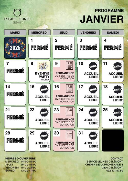 Programme janvier 2025